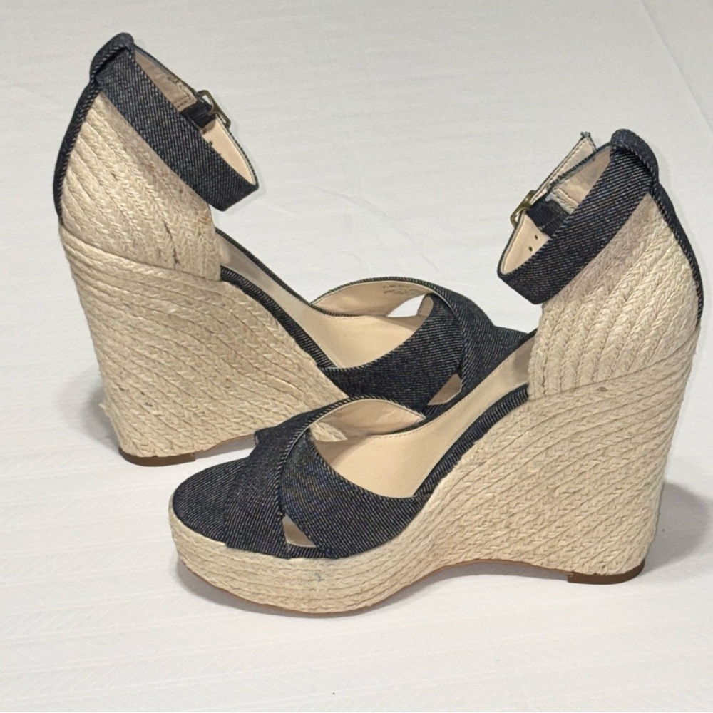 Vince Camuto Denim Espadrille Wedge Ankle Strap Sandals Size 8 - Picture 7 of 11